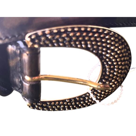 Vintage Cowhide Leather Belt Brown Gold Belt Italy Maison Blanche Size Small main image 13